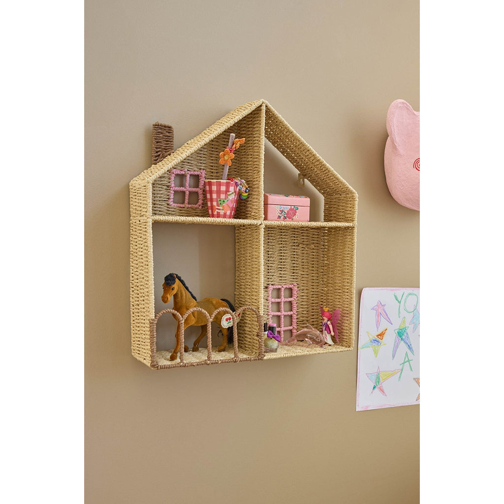 Rice House Shelf, Vegghylle med 4 rom – Pink