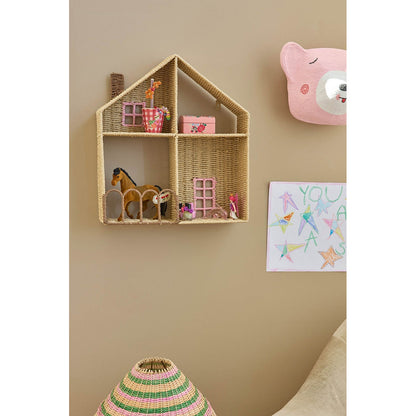Rice House Shelf, Vegghylle med 4 rom – Pink