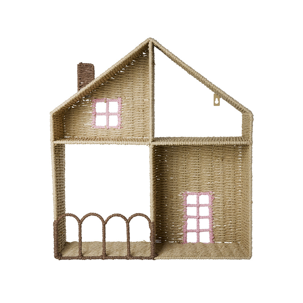 Rice House Shelf, Vegghylle med 4 rom – Pink