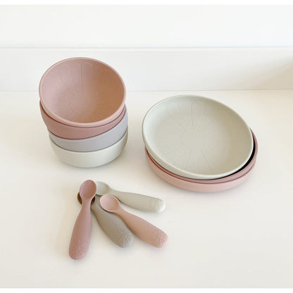 Cam Cam flat tallerken, 2-pakning, Flower plates - Earth mix