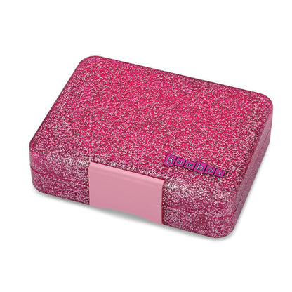 Yumbox matboks med 3 rom, Snack - Sparkle pink glitter/Pink clear