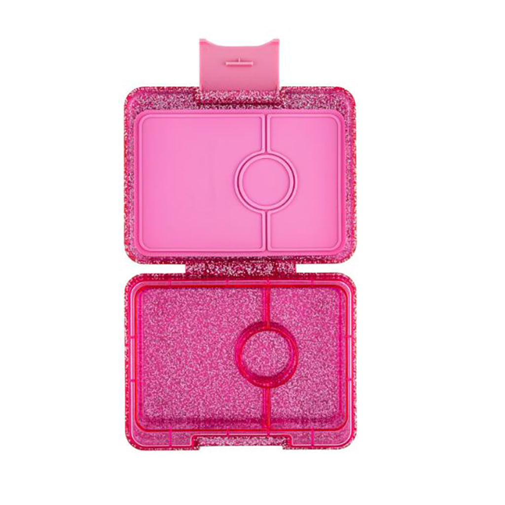 Yumbox madkasse med 3 rum, Sparkle pink glitter, Pink clear
