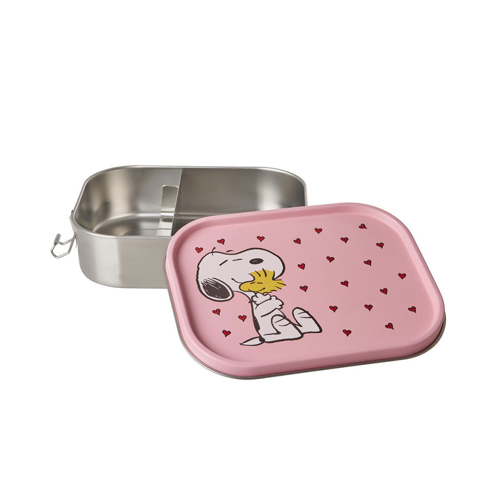 Rice matboks i rustfritt stål med avdeler, stor, Snoopy – Pink