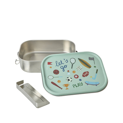 Rice matboks i rustfritt stål med skillevegg, stor – Soft green sports print