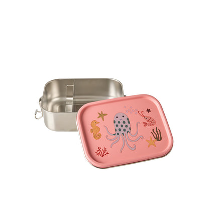 Rice matboks i rustfritt stål med skillevegg, liten, Coral Ocean Print