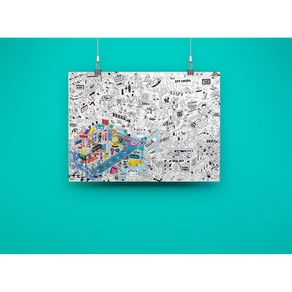 Omy stor fargeleggingsplakat, 70 x 100 cm - Surf &amp; skate.