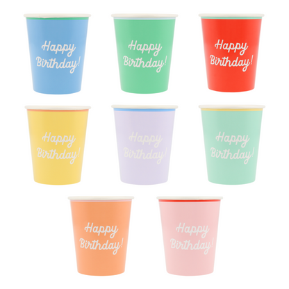 Meri Meri papkrus, Mixed Happy birthday - 8 stk