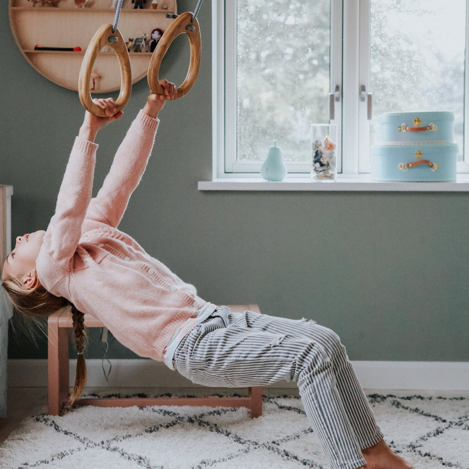 Lillagunga gymnastikkringer, Oak - Black