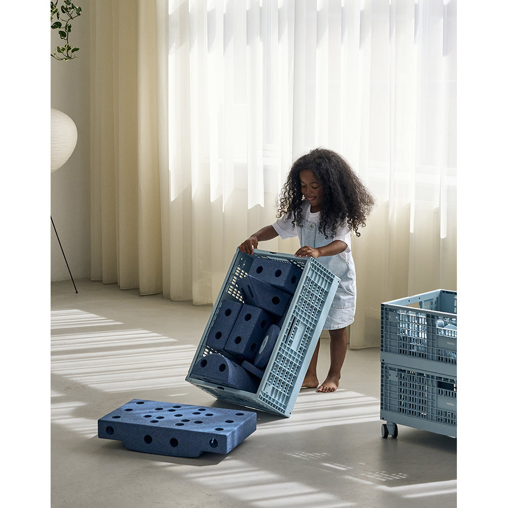 Modu Oppbevaringskasse, Ekstra stor sammenleggbar/stablebar kasse - Sky blue