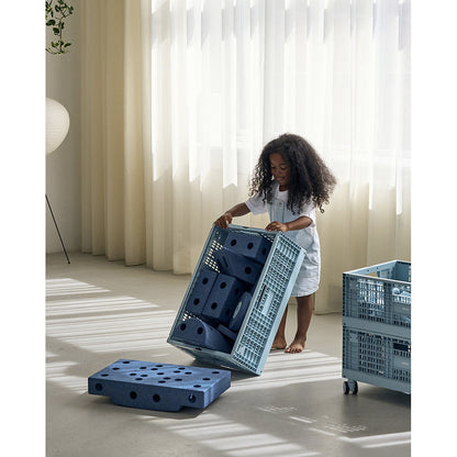 Modu Oppbevaringskasse, Ekstra stor sammenleggbar/stablebar kasse - Sky blue