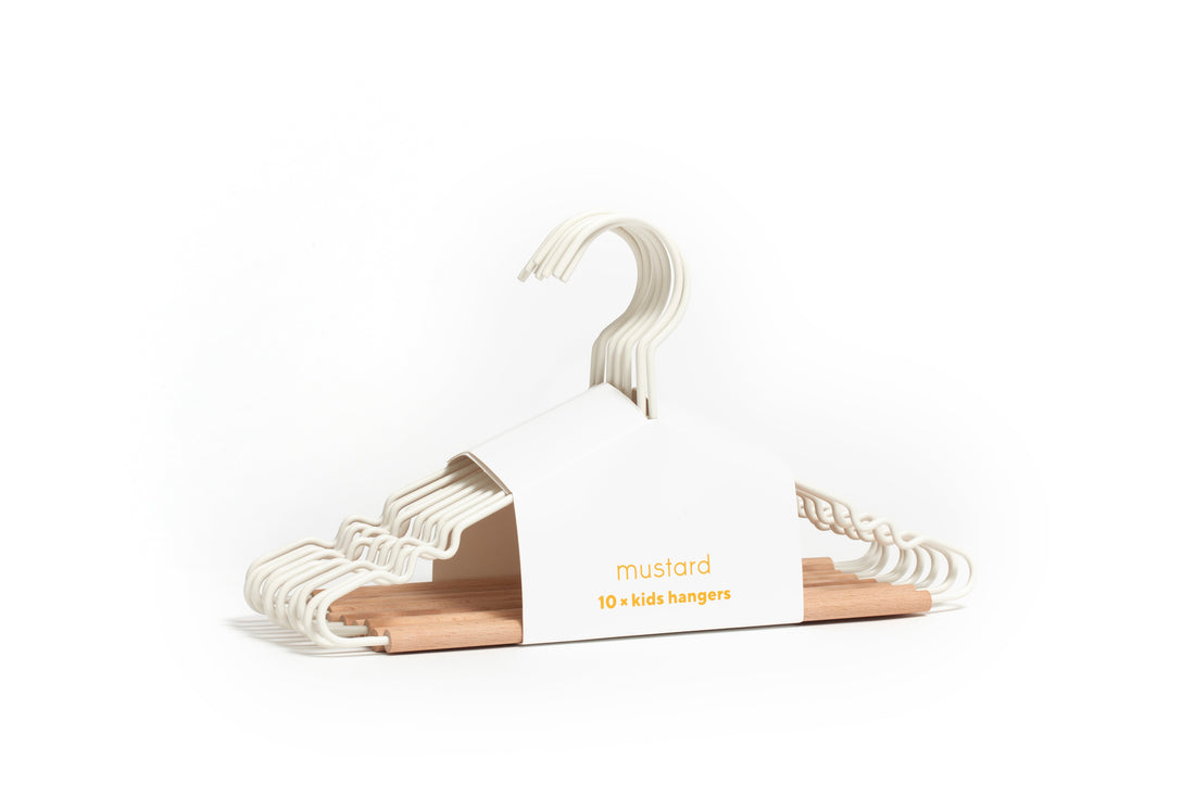 Mustard Made Kids top hangers, 10-pak børnebøjler - Chalk