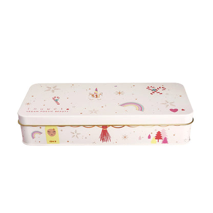 Inuwet Leppepomade sett for barn, Metallgaveboks med 7 forskjellige leppepomader