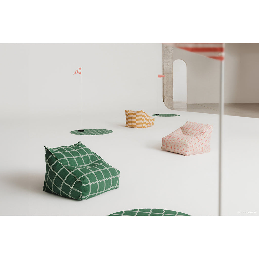 Nobodinoz Vibes sakkosekk-lenestol, Green white windowpane