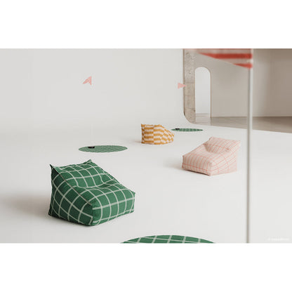Nobodinoz Vibes sakkosekk-lenestol, Green white windowpane