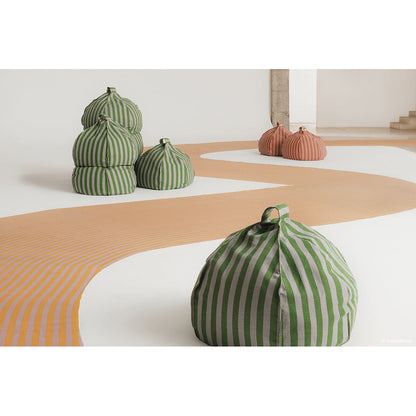 Nobodinoz quiltet rund sittepute, Vibes - Green blue stripes