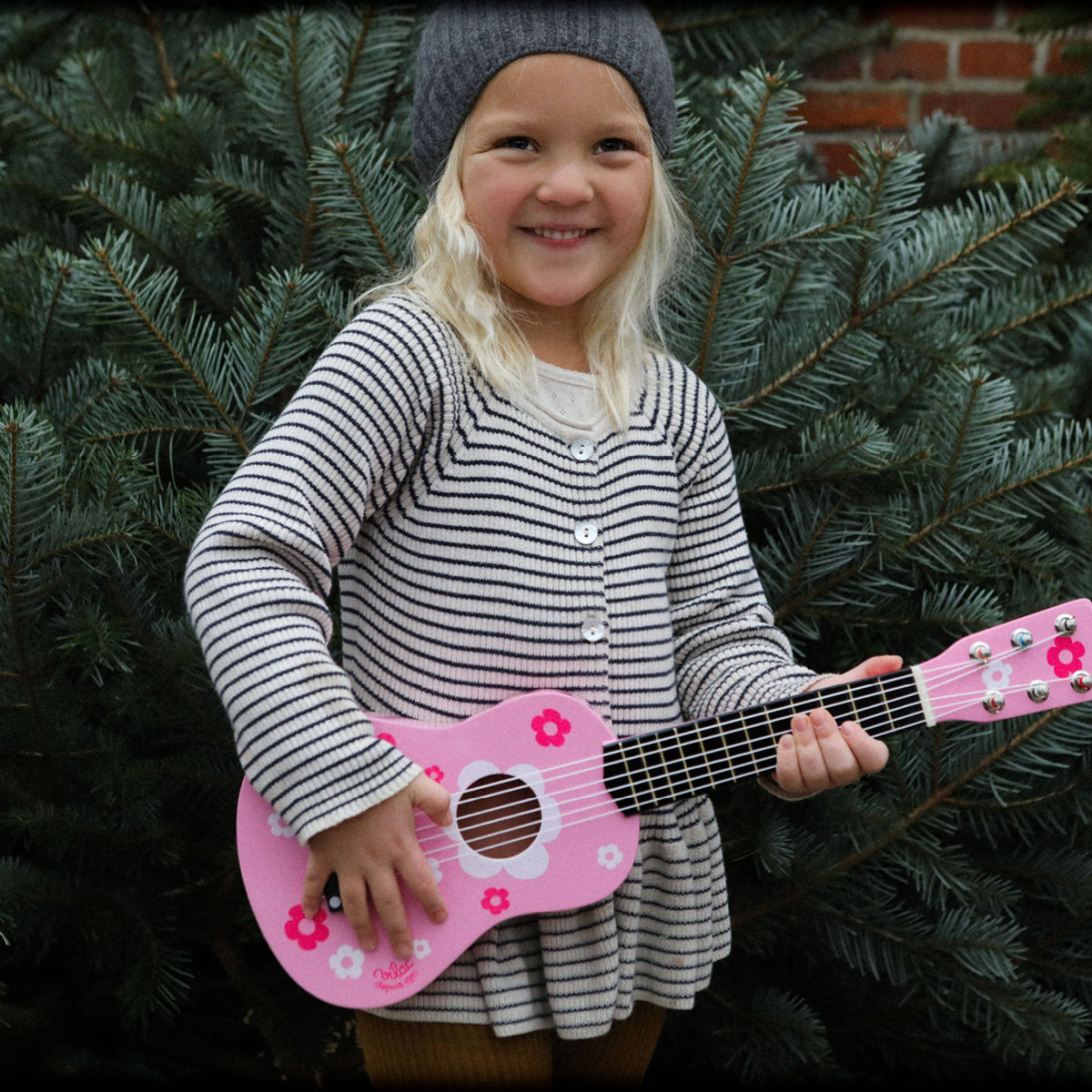 Vilac gitar i tre, lyserød