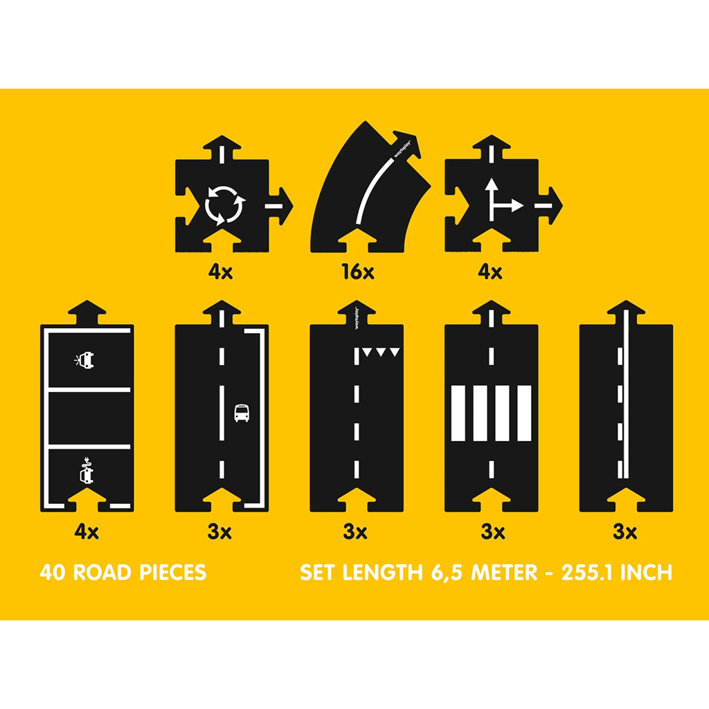 Waytoplay bilbane i gummi, 40 deler - King of the road