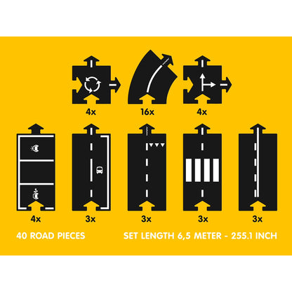 Waytoplay bilbane i gummi, 40 deler - King of the road