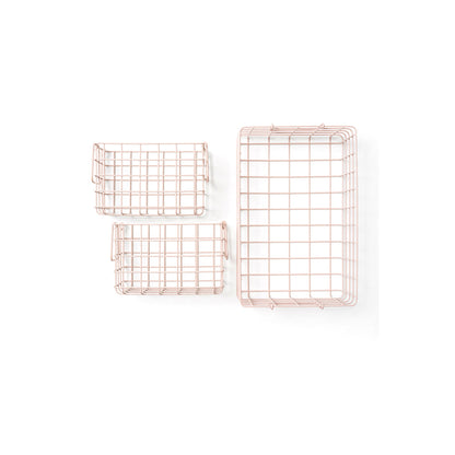 Mustard Made Baskets, sæt m. 3 trådkurve - Blush
