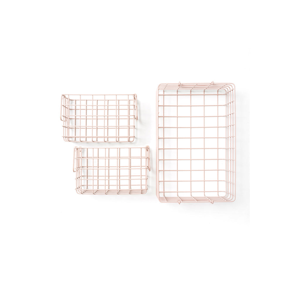 Mustard Made Baskets, sett med 3 trådkurver - Blush
