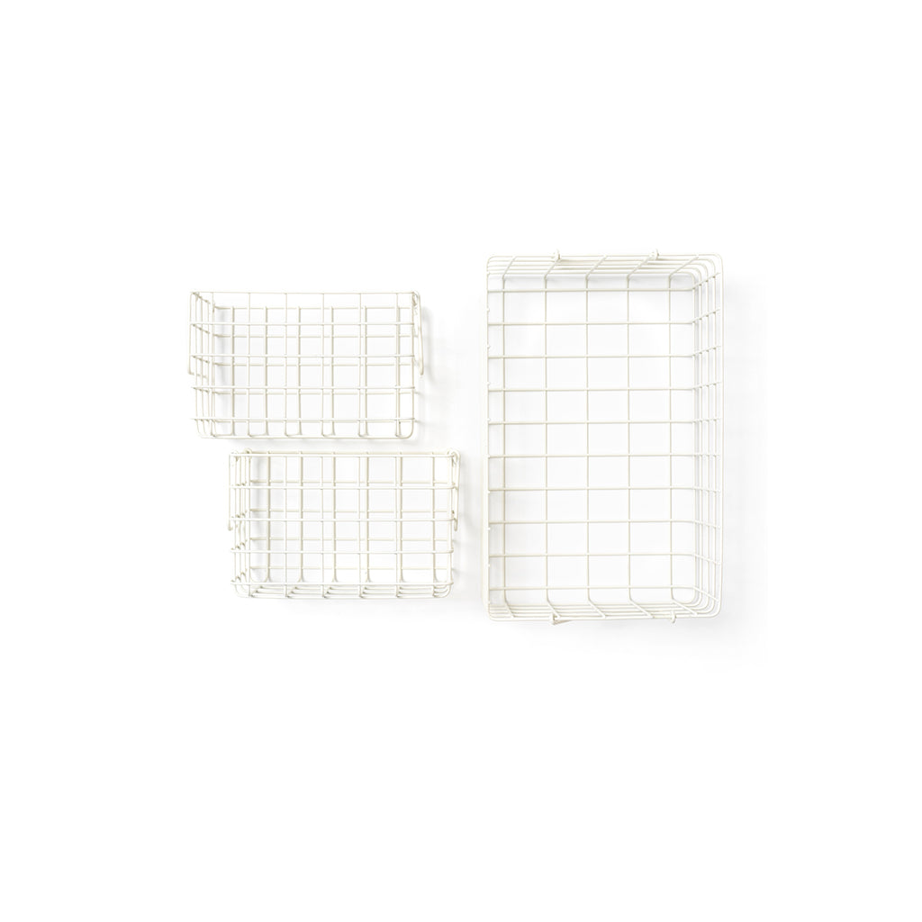 Mustard Made Baskets, sett med 3 trådkurver - Chalk