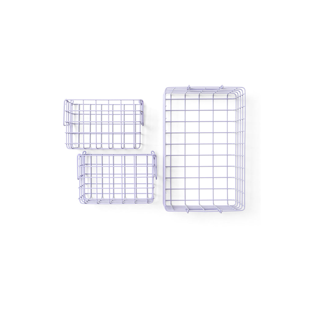 Mustard Made Baskets, sett med 3 trådkurver - Lilac