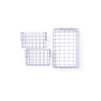 Mustard Made Baskets, sett med 3 trådkurver - Lilac