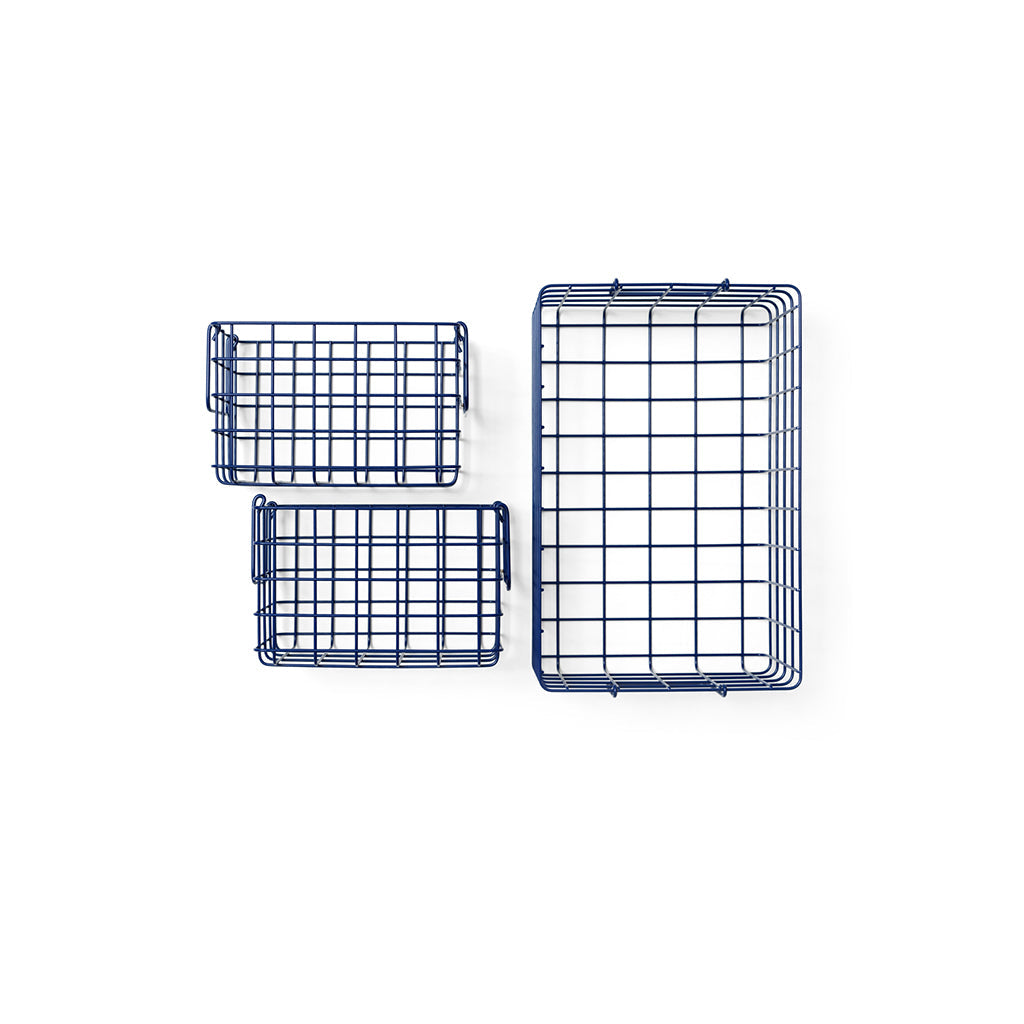 Mustard Made Baskets, sæt m. 3 trådkurve - Navy