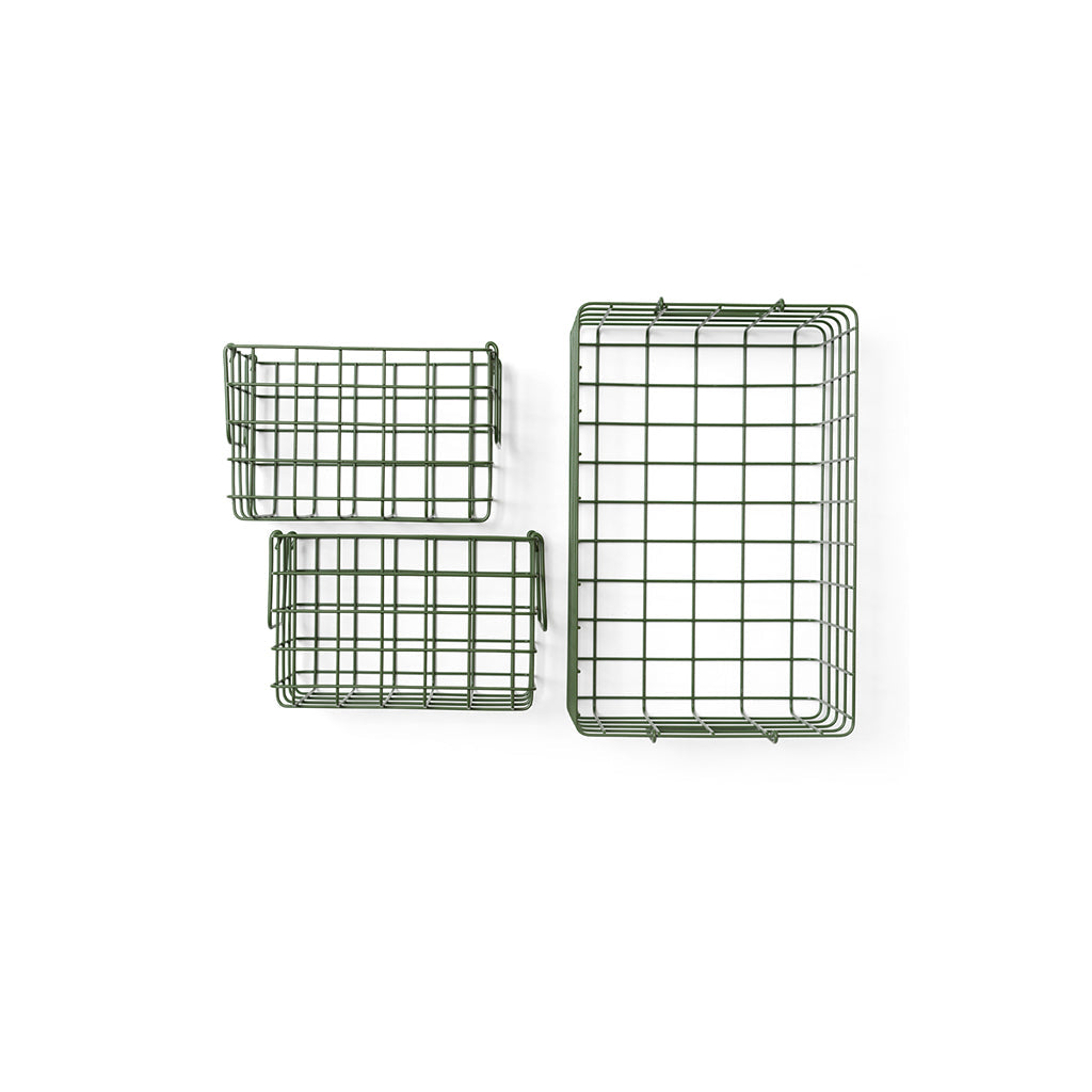 Mustard Made Baskets, sett med 3 trådkurver - Olive