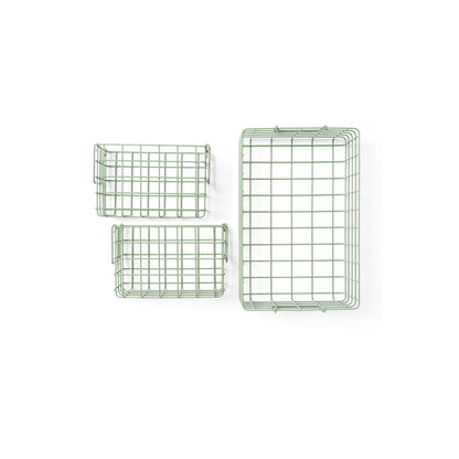 Mustard Made Baskets, sett med 3 trådkurver - Sage