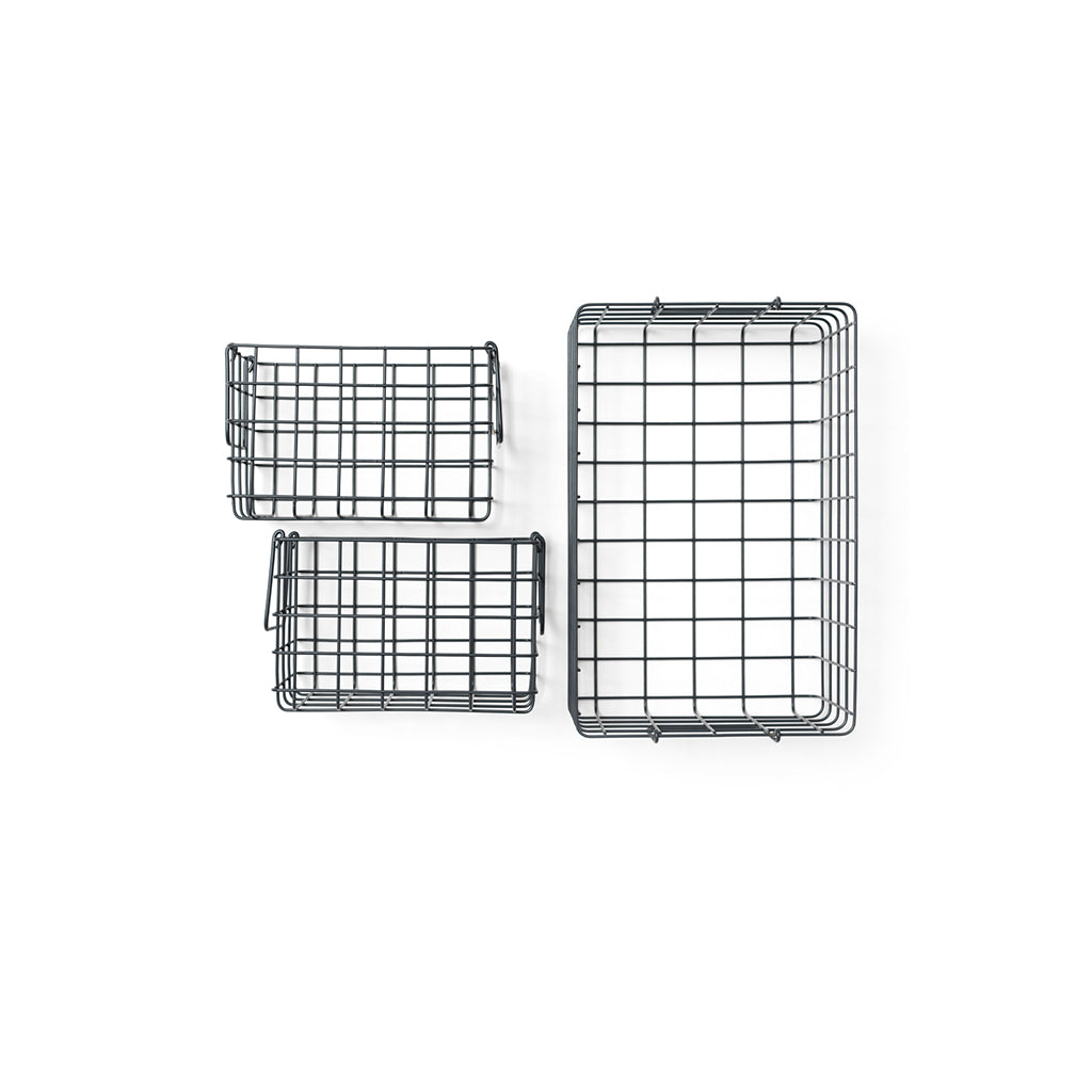 Mustard Made Baskets, sæt m. 3 trådkurve - Slate
