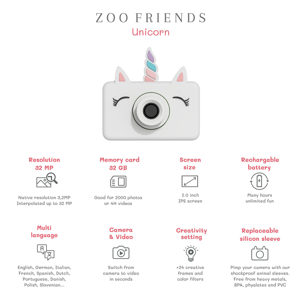 The ZooFamily, Zoo Friends barnekamera, 3-7 år - Enhjørning