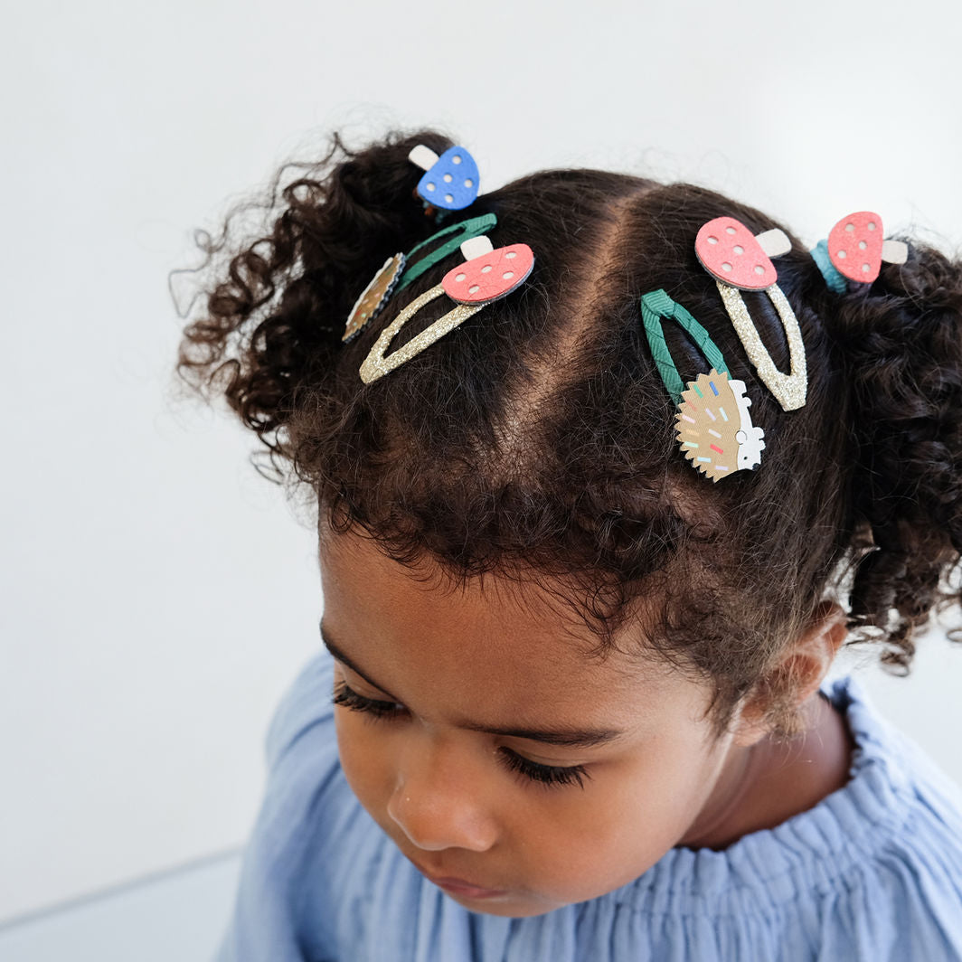 Mimi &amp; Lula Hårpynt, 4 hårspenner - Harry Hedgehog Mushroom Village