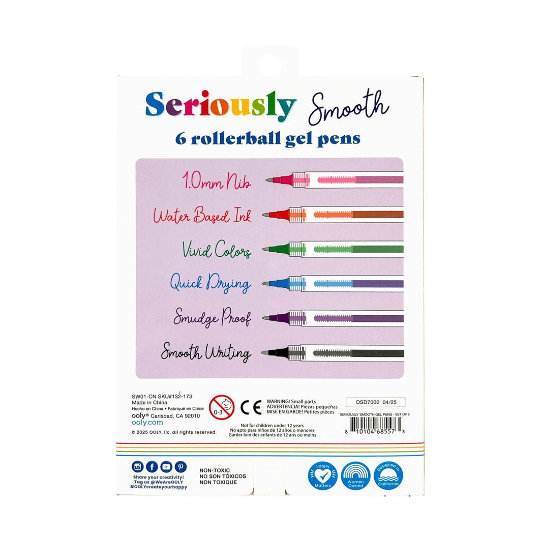 Ooly Rollerball gelpenner, 6 stk, Seriously Smooth Colour