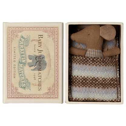 Maileg Sove/våken babymus i fyrstikkeske - Rosa