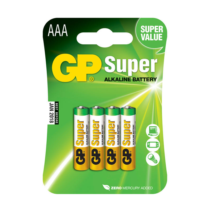 GP Super AAA Alkaline batterier 4 stk pakke