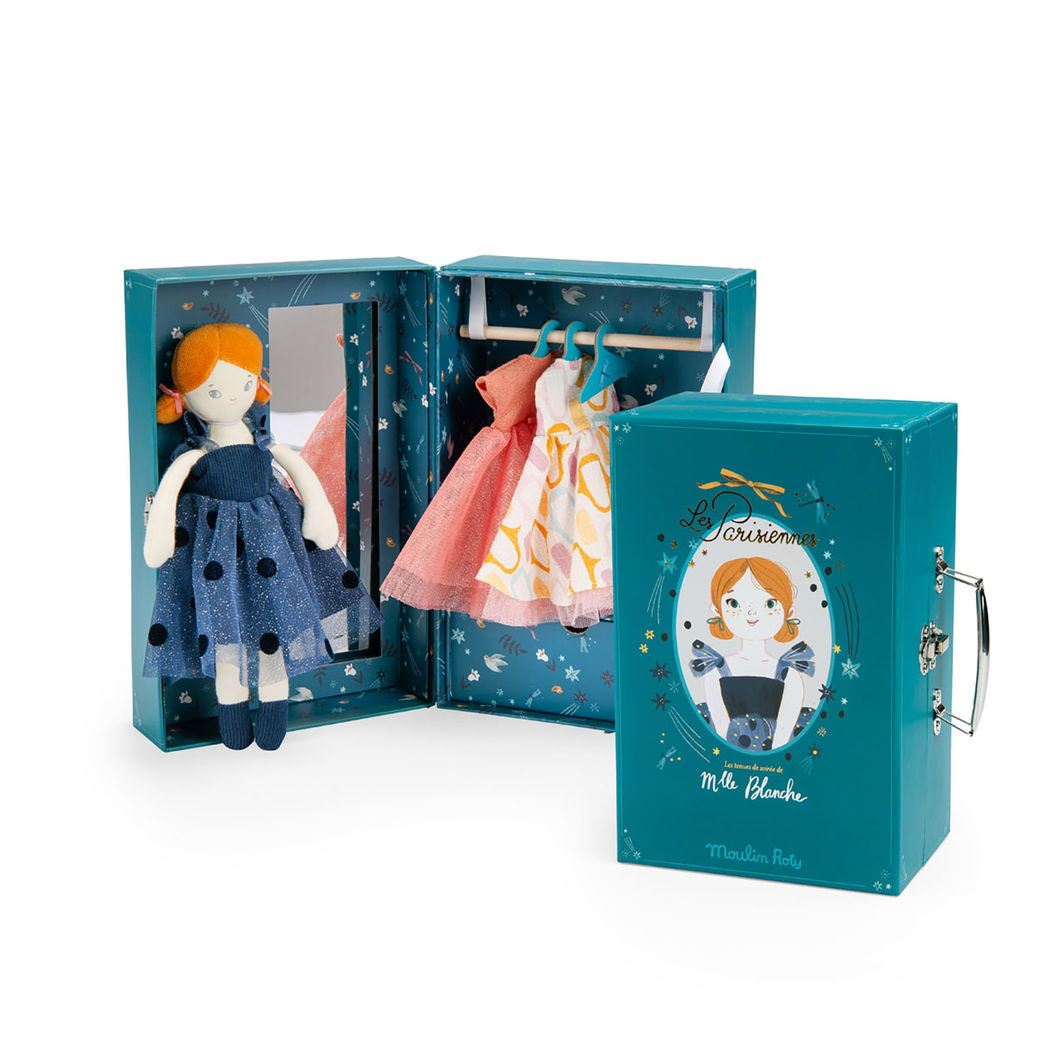 Moulin Roty Tøydokke med garderobekoffert og aftenkjoler - Les Parisiennes