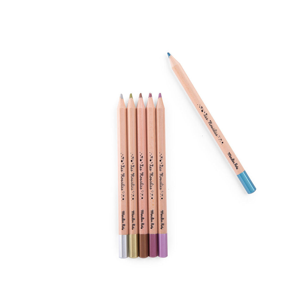 Moulin Roty Fargeblyanter 6 stk, metalliske - Les Rosalies