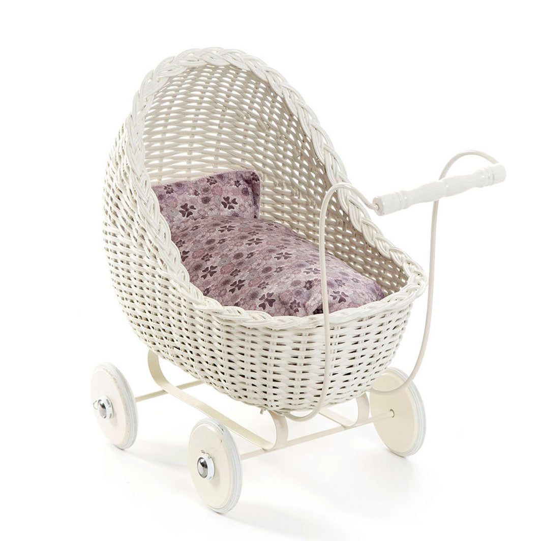 Smallstuff flettet dukkevogn - off white