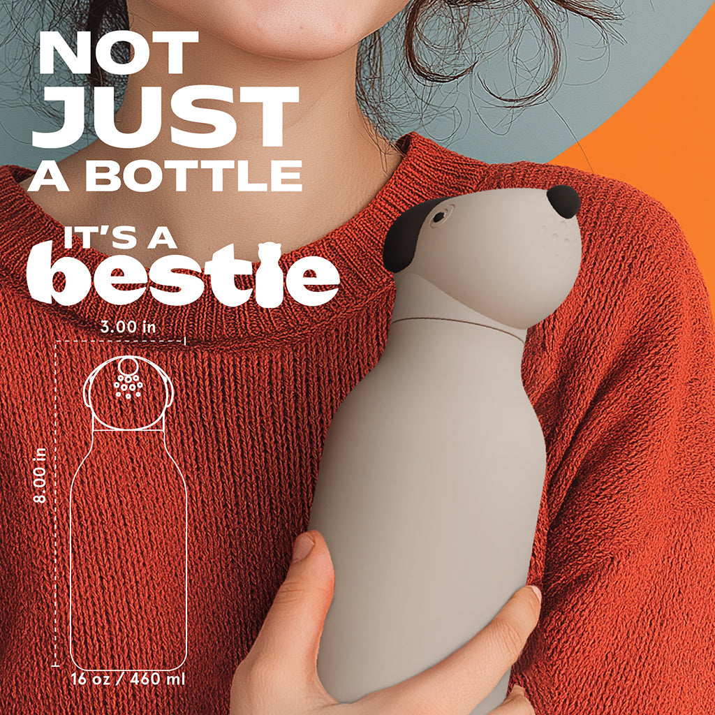 Asobu Bestie Animal termodrikkeflaske, 460 ml. - Brun hund