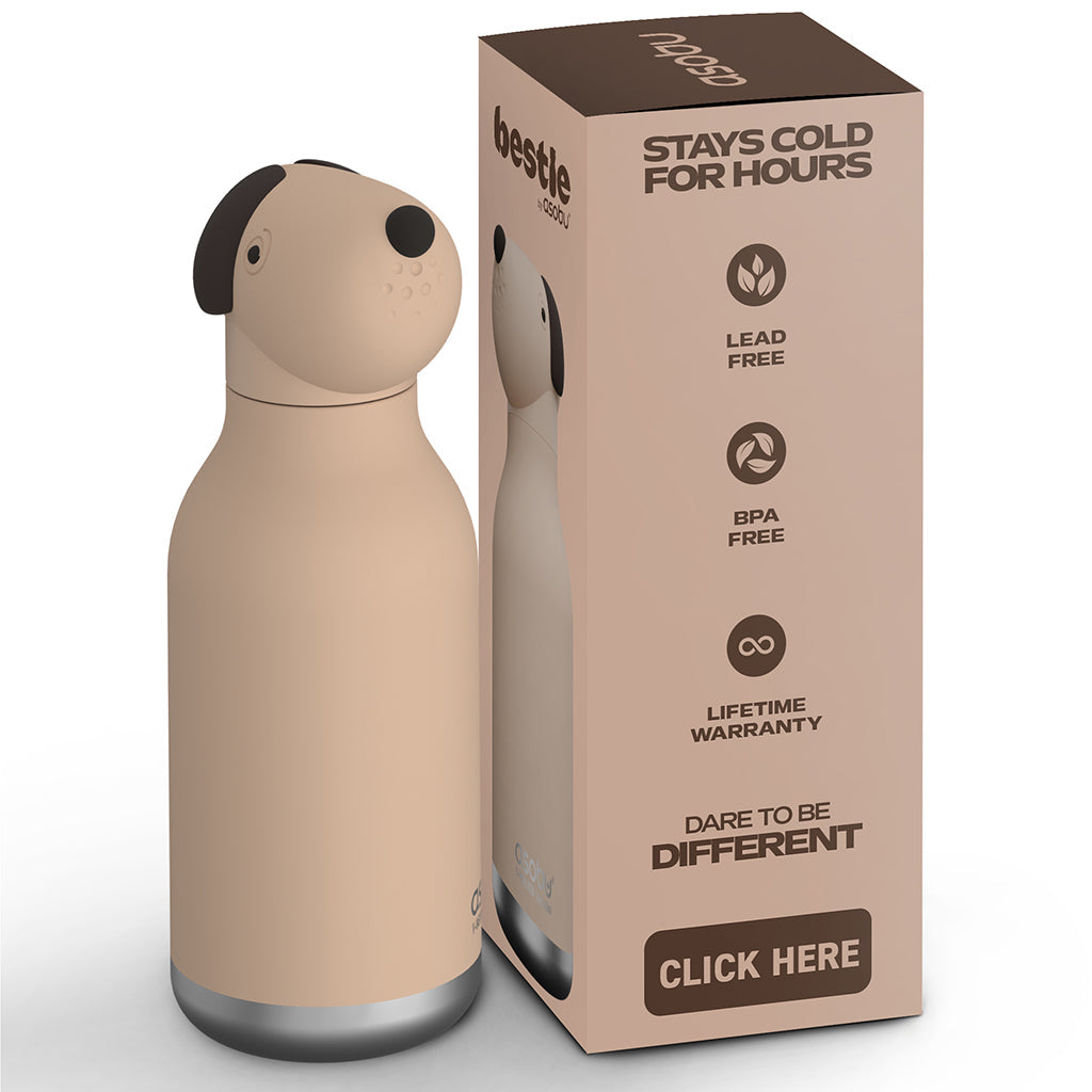 Asobu Bestie Animal termodrikkeflaske, 460 ml. - Brun hund