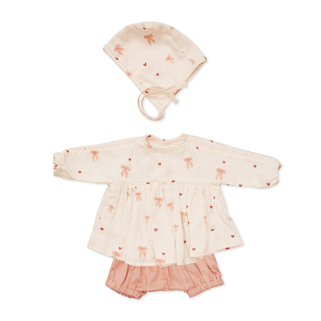 Cam Cam dukkeklær, GOTS – kjole, shorts og kyse – Bows