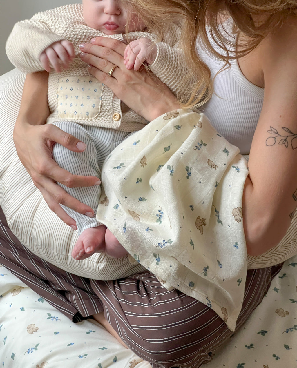 Muslin-klut, trykt, 2-pakning – GOTS – Blåbær