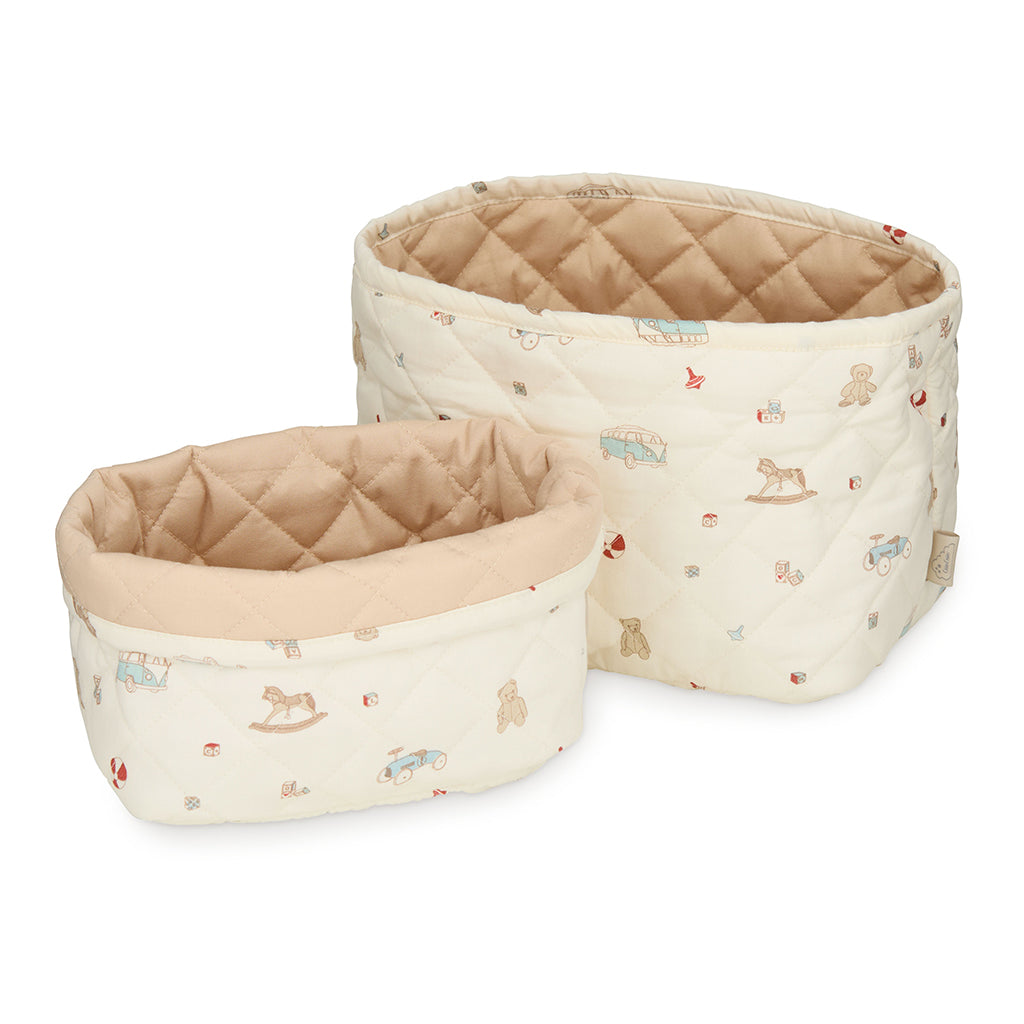 Cam Cam quiltet oppbevaringskurv i stoff, sett med 2 stk. - Vintage Toys