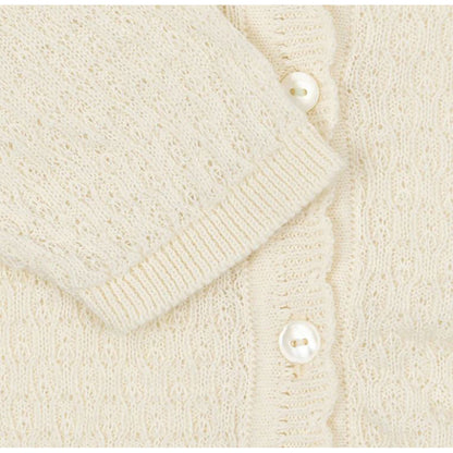Fanga Fontana Venti Pointelle baby cardigan, GOTS, antikk hvit - str. 1 - 9 mnd.