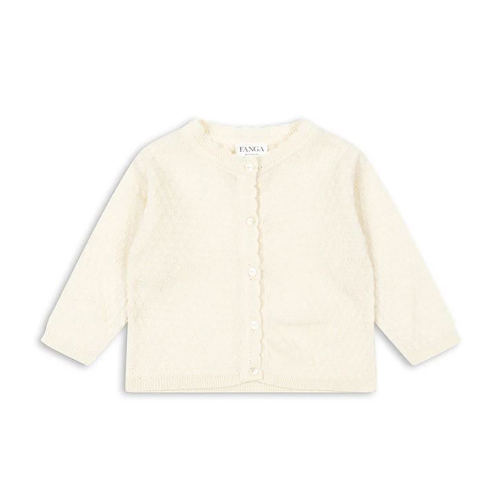 Fanga Fontana Venti Pointelle baby cardigan, GOTS, antikk hvit - str. 1 - 9 mnd.