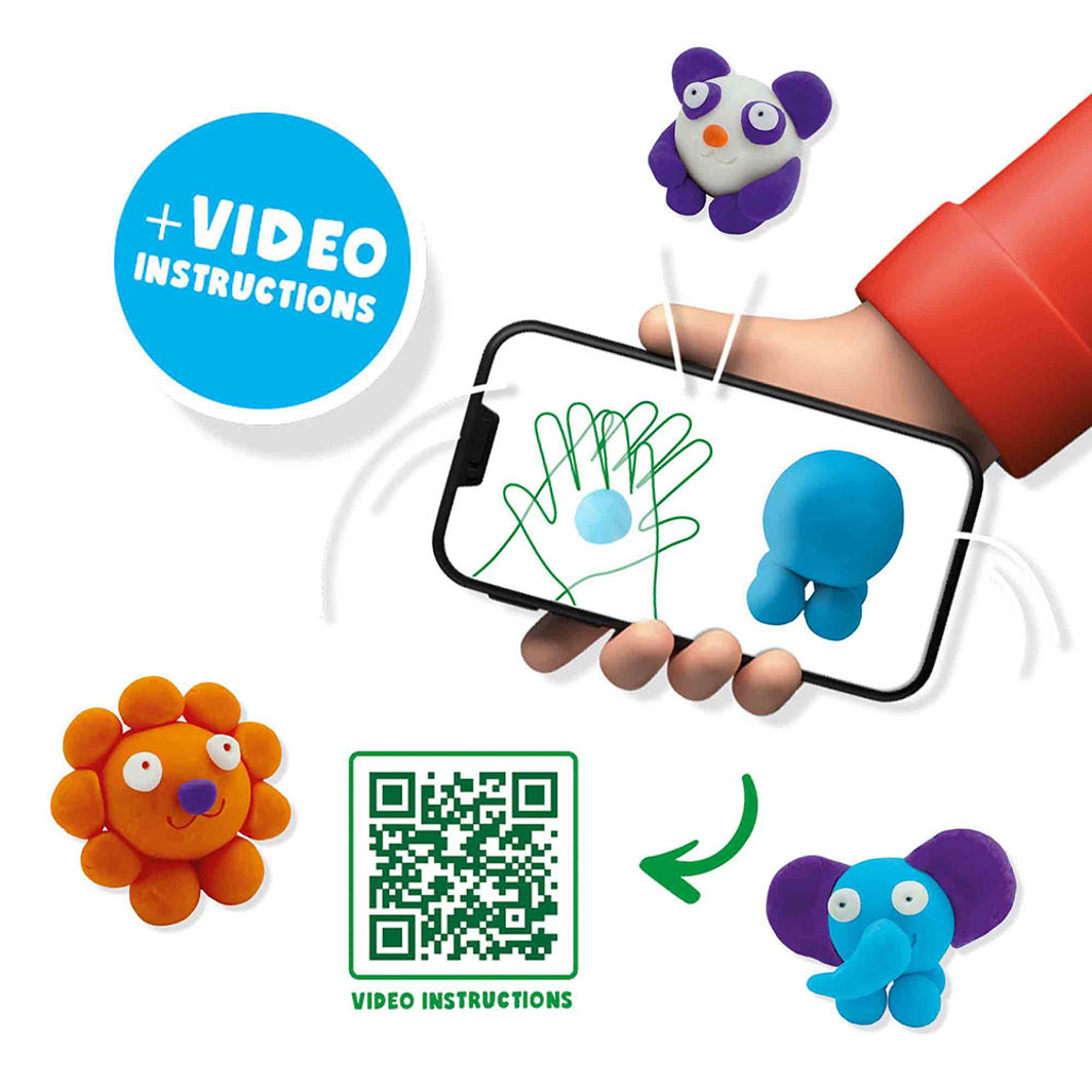 SES Creative Modellervoks, FunDo ville dyr 3x90g-1x40g