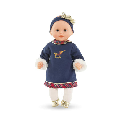 Corolle Calin Margaux dukke i navy kjole med hundemotiv