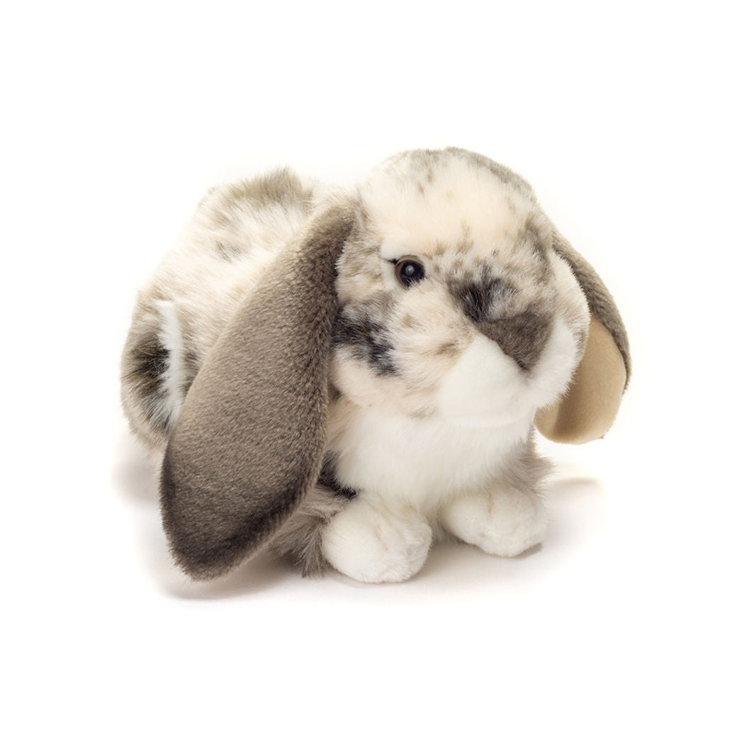 Teddy Hermann bamse, liggende kanin, grå og hvit – 30 cm
