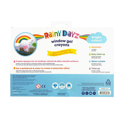 Ooly Gel fargekrit 10 stk, Vindusmaling - Rainy Dayz